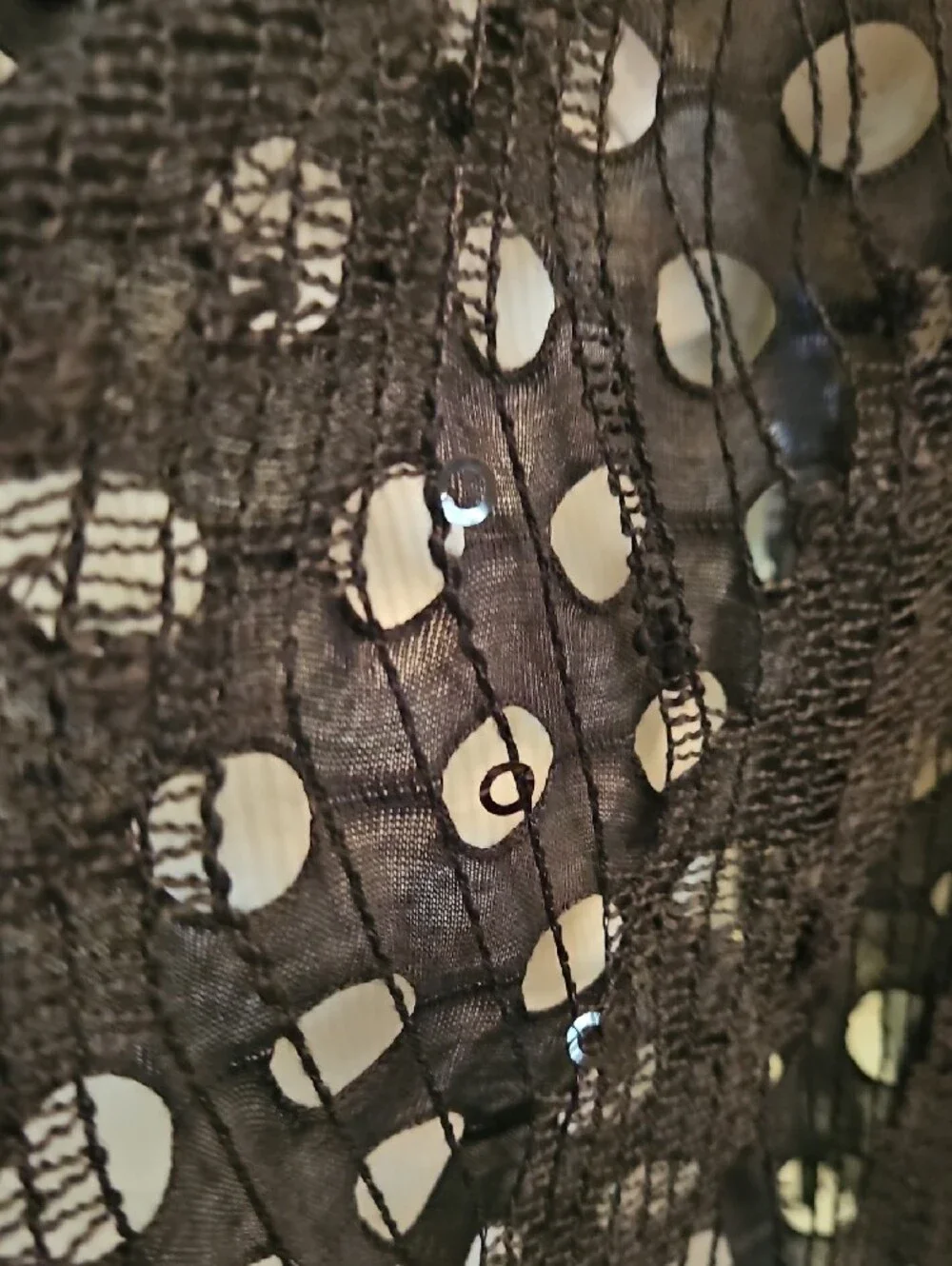 Black Openwork Fringe Shawl Wrap - Picture 3 of 3